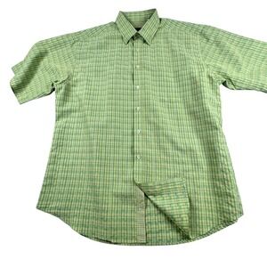 Bugatchi Uomo Mens Green‎ Plaid Short Sleeve Button Down Size XXL Shirt